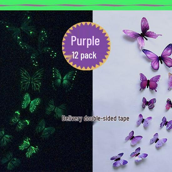 

Світловідбиваючі 12-штук Наклейки-метелики на стіну для дитячих кімнат: Світиться в темряві, Самоклеючий