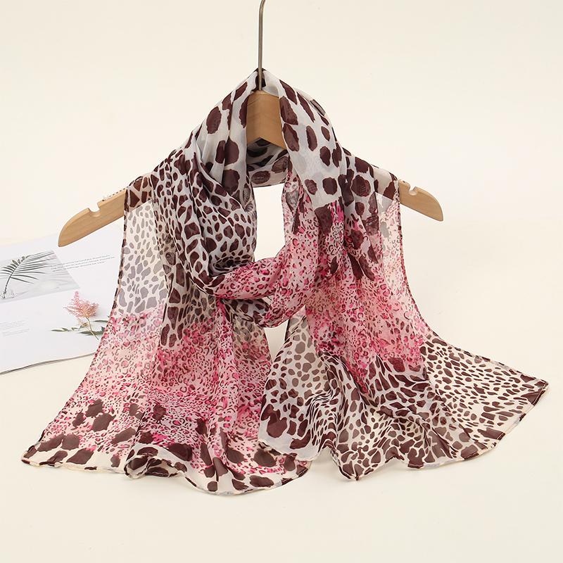 50X160cm Echarpe Fine En Mousseline De Soie Imprimee Leopard Pour Femmes Musulmanes, Chales Hijab, Enveloppes Respirantes