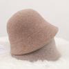 Premium Desk Lamp Hat, Girl Temperament, Elegant Solid Color Basin Hat, Winter Warm Plain Face Bucket Hat, Wool Bucket Hat