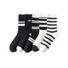 Women's Autumn and Winter Black and White Striped Anti-odor Mid-calf Socks, High Calf Socks, Sports Long Calf Socks