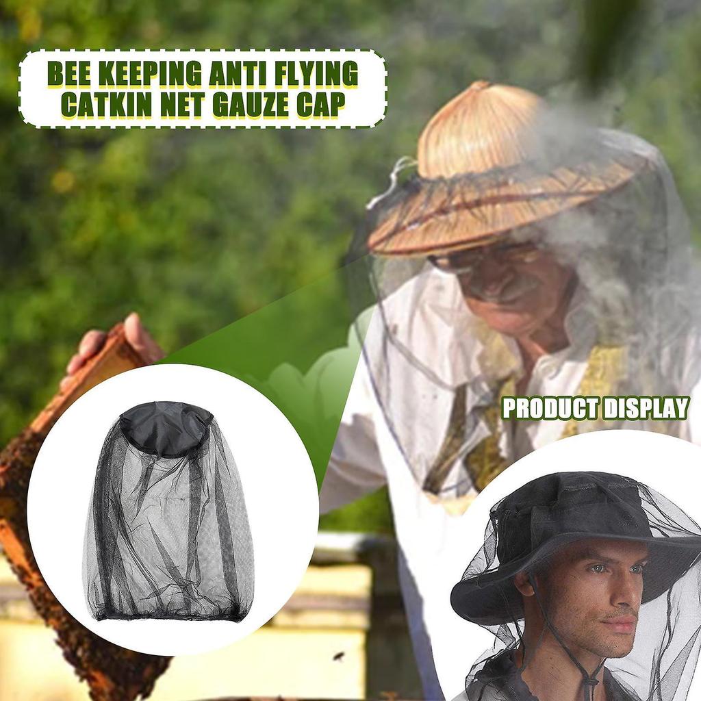 2X Outdoor Mosquito Head Face Net Hat Bee Insect Bug Protection Hidden Mesh Cap