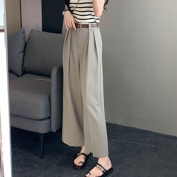 Women s Slimming High-Waist Korean Style Wide-Leg Pants for Spring/Summer - Flaw-Hiding Drapey Design S (42.5-47.5 kg)