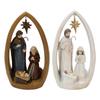Harz Krippen-Ornament Heilige Familie Figurinen Harz Krippenszene Figuren Set Heilige Familie Weihnachts-Ornament Maria Josef Baby