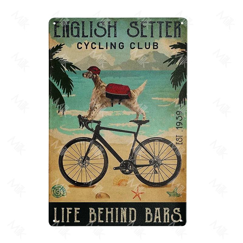 English Setter Dog Plate Vintage Wall Stickers Metal Poster for Sweet Home Coffee Pet Shop Beach Garden Halloween Decoration