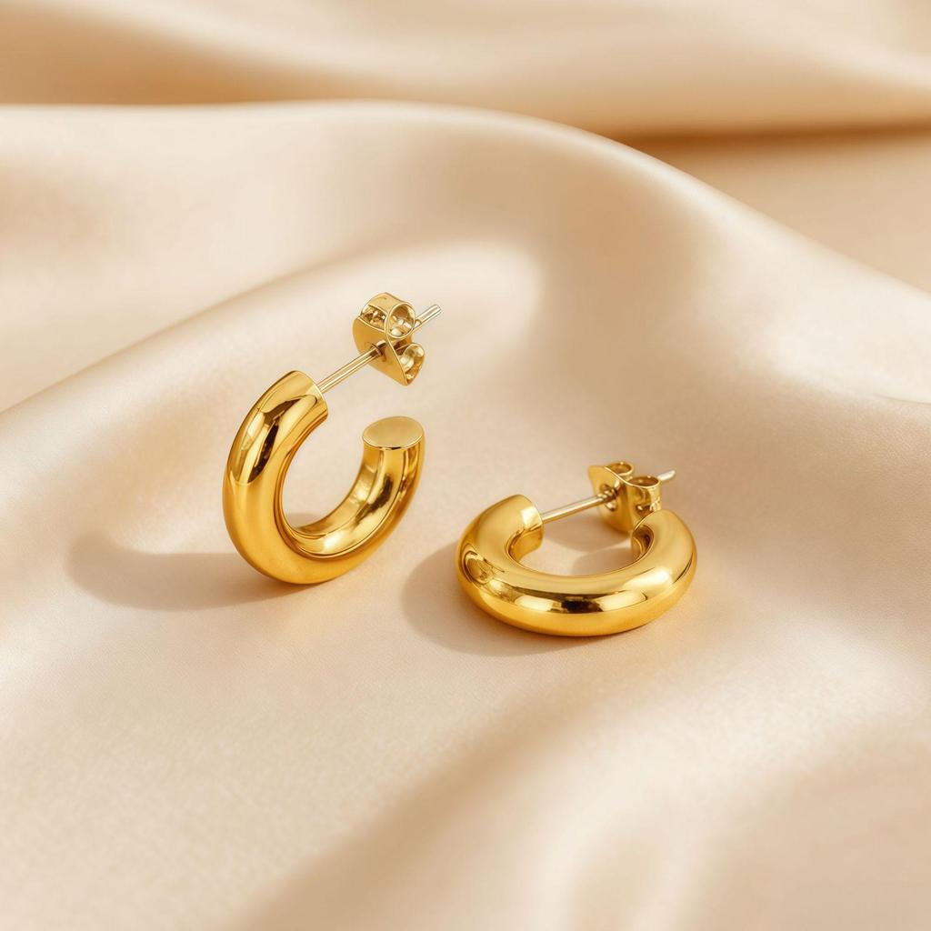 Temu Europe Hot-Selling Luxury Hoop Earrings: Non-Fading Women's Studs with High-End Feel.