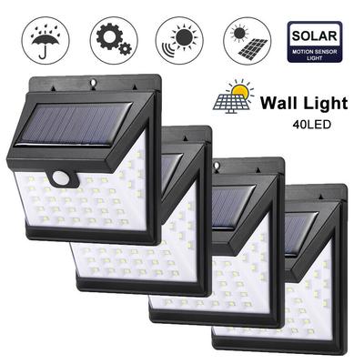 Lampada di sicurezza stradale impermeabile per esterni con sensore di movimento a parete solare da 40 LED