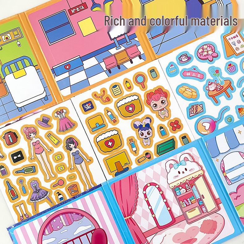 Magnetic Quiet Book: Handmade DIY Dress-up Toy for Girls, 18cm with No-Cut Stickers