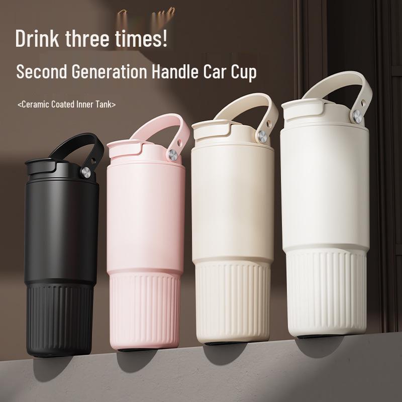 Large Capacity 316 Stainless Steel Insulated Travel Mug with Ceramic Liner and Straw