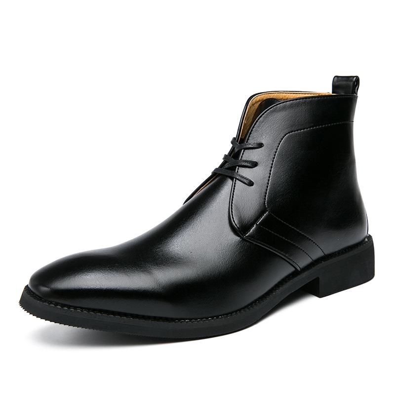 Herren Übergröße Kurzstiefel - Herbst/Winter Britischer Retro Martin Stil, High-Top Business Casual Lederstiefel.