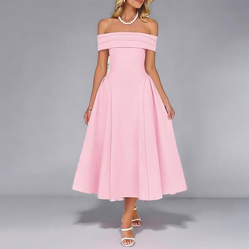 Elegant Off Shoulder A Line Dress With High Waist For Casual And Daily Wear