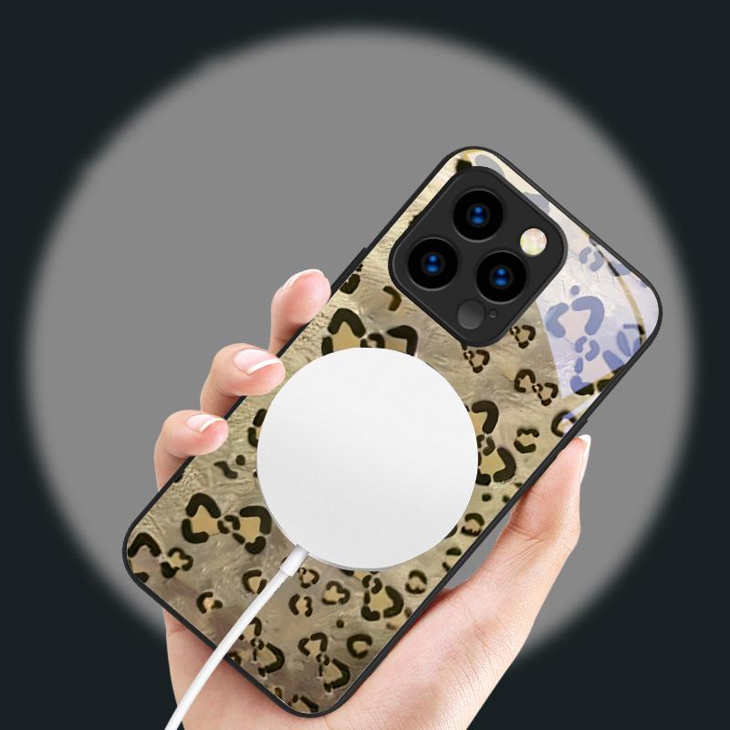 Abstract Leopard Print Suitable For iPhone 16E 17 Pro Max 15 Pro 14 13 Plus 12 Mini 11 16 Air 17Pro Magnetism Glass Phone Case