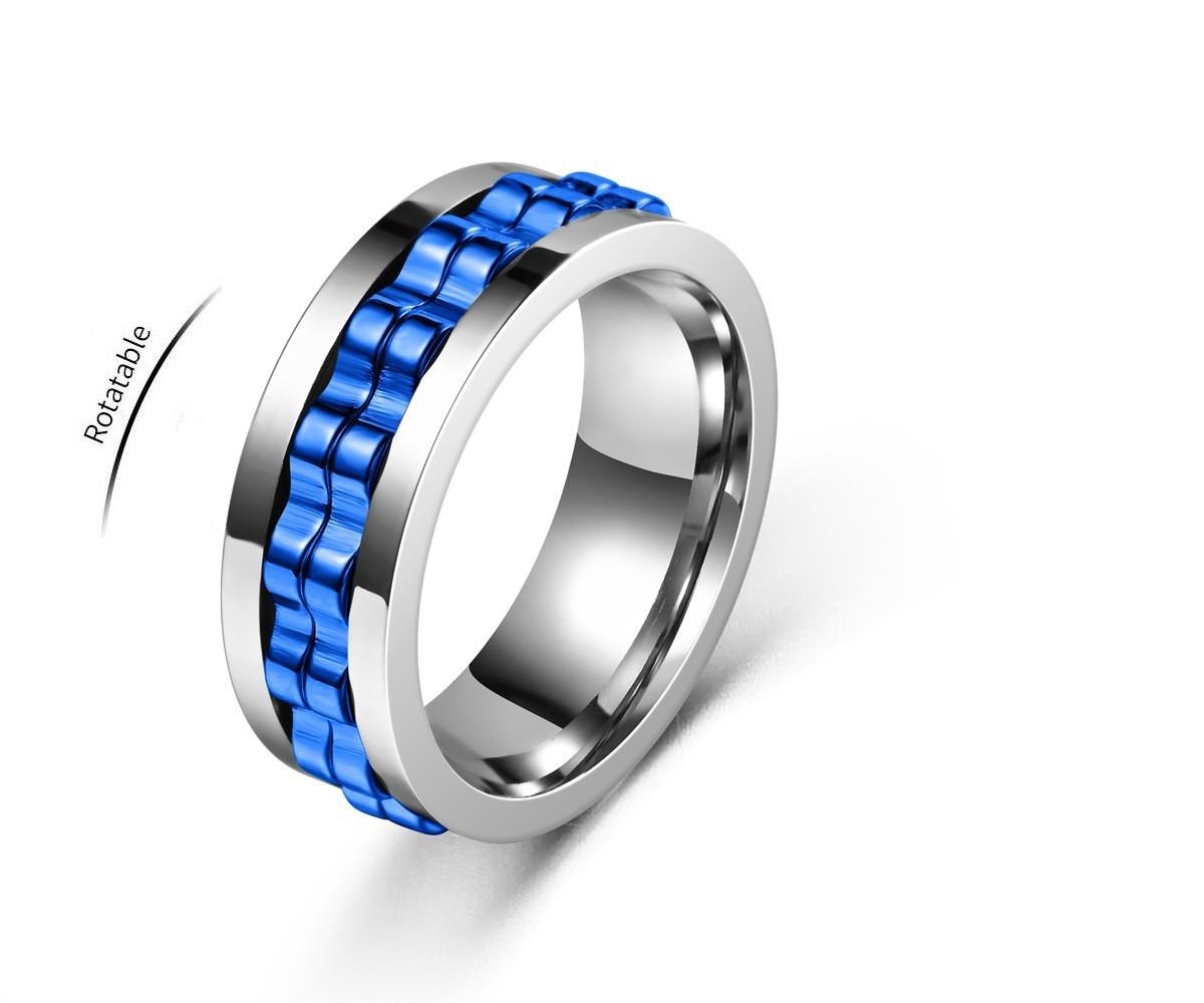 

Кольцо из нержавеющей стали против стресса для мужчин, вращающееся кольцо-спиннер с цепью в виде шестеренки для снятия тревоги, панк-украшение, Bague Homme 13