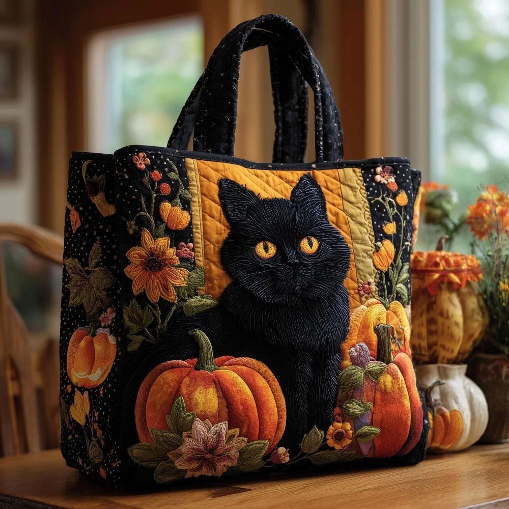 Cat Patterns Women Quilted Tote Bag 3D Printed Patterns Lightweight Travel Handbag Cotton Vintage Canvas Shoulder Bag Lady Girl