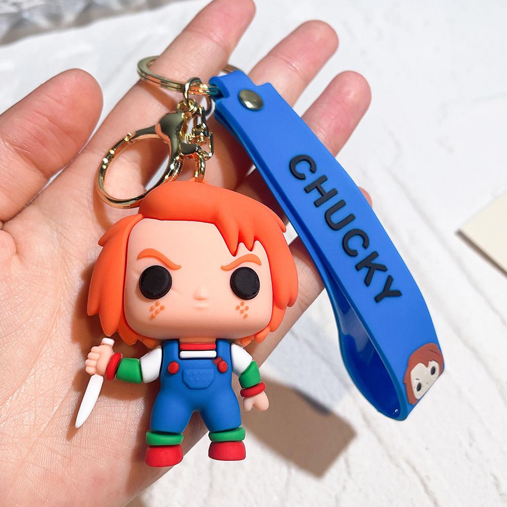 Scary Series Killer Doll Keychain Halloween Themed Silicone Keyring For Birthdays