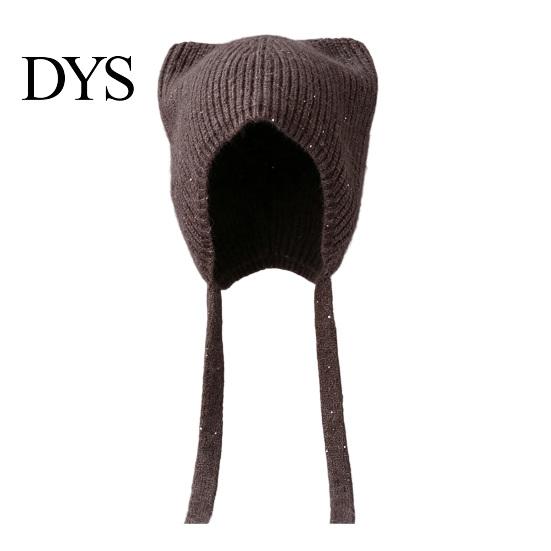 Warm Knitted Hat for Women Cat Ear Hat, Flap Cute Foldable Cold Weather Winter Brimless Skiing Hiking Outdoor Casual Wear Lightweight Breathable Knit