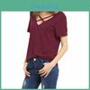 T-shirt Elegante in Cotone a Manica Corta con Scollo a V, Vestibilità Larga, Taglie Forti per Donna