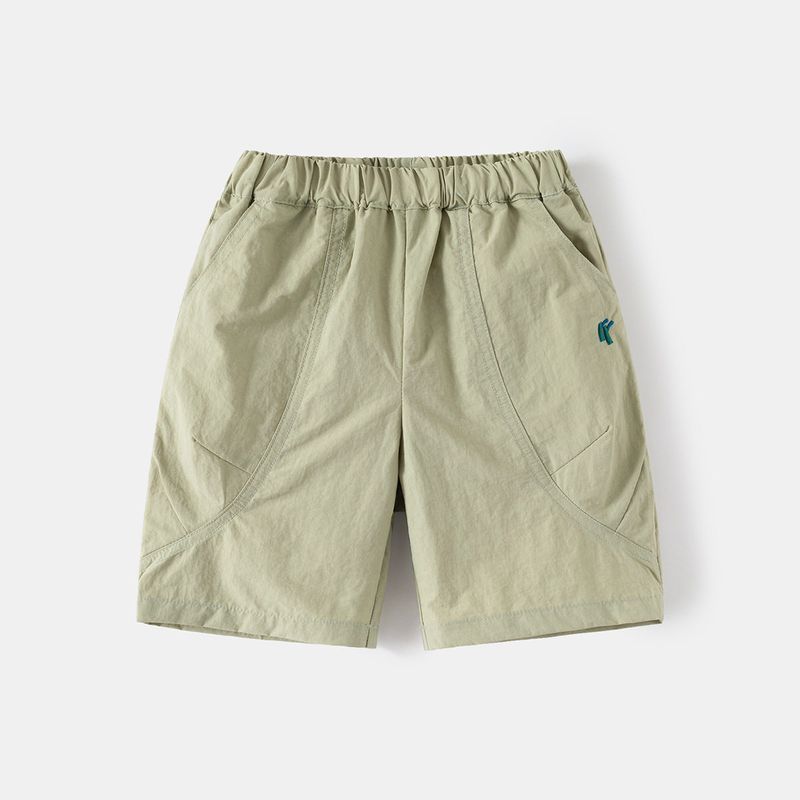 Boys' Mountain Style Shorts Summer Kids Fifth Pants Children's Clothing Baby Boys' Middle Pants Thin Casual Pants Solid Color Mid-Waist