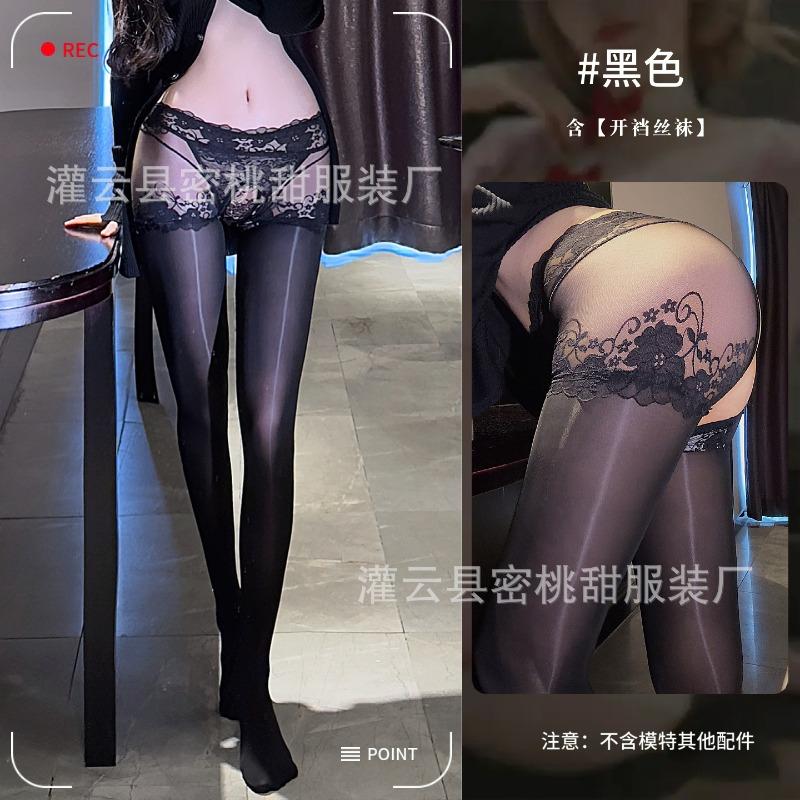 Sex stockings sexy high waist hip lift open socks temptation transparent oily silky slippery tights free