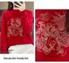 2024 Women's Zodiac Red Wool Sweater - Long Sleeve, Round Neck, Half High Neck
