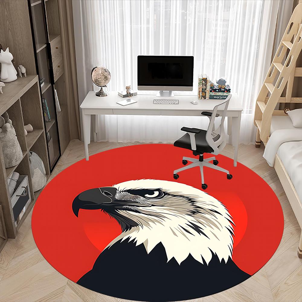 1pc Eagle Emblem Office Round Area Rug, Indoor Mat Suitable ForOffice, Under Office Chairs Bedroom Living Room Home Decor, Room Deco q105