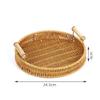 Handmade Woven Rattan Fruit Plate - Japanese Bread & Steamed Bun Basket with Double Ear Handles for Living Room Storage