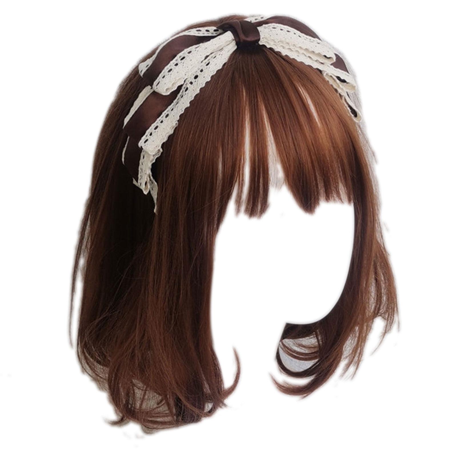 

Women Headband Lolita Headwear Girls Headdress Bowknot Hair Accessories Cute Headbands for Cosplay Theme Party коричневий