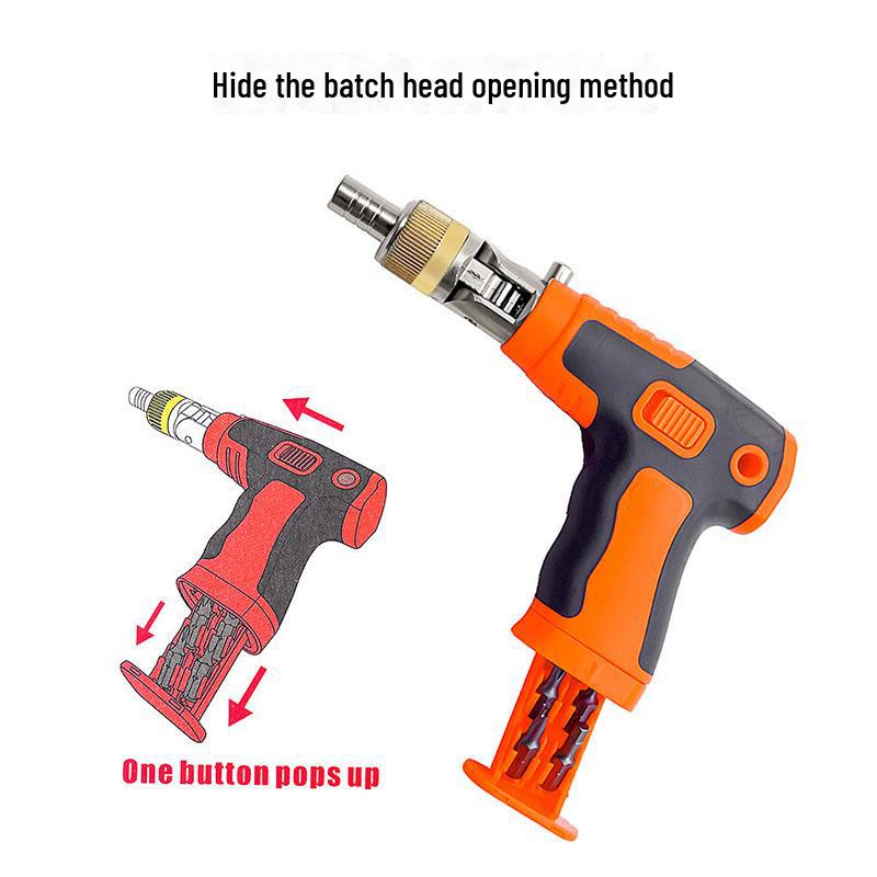Multi-Angle Ratchet Screwdriver Set with Gun-Shaped Handle and Chrome Vanadium Steel Bits - Versatile Household Repair Tool.
