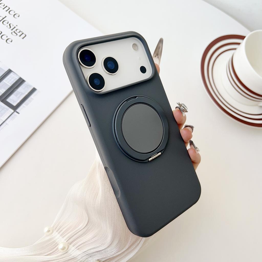 Custodia in Silicone Liquido Lussuosa con Supporto ad Anello Rotante a 360° per iPhone 17 Air 16 E 15 14 Plus 13 12 Pro Max Copertura con Supporto
