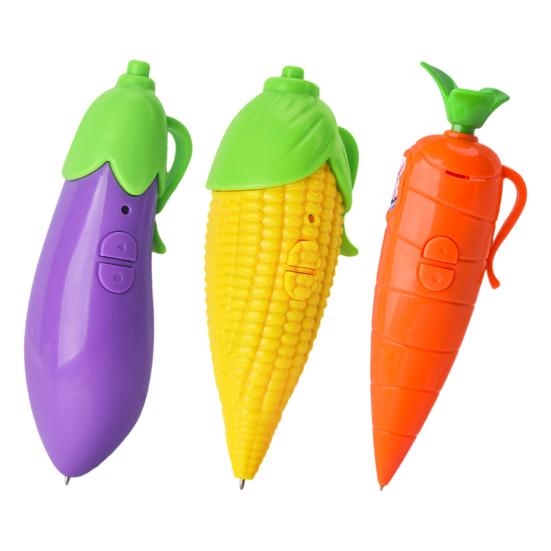 Jouet Stylo Enregistreur pour Enfants avec Lecture de 20 Secondes Enregistreur Mignon en Forme de Carotte/Maïs/Aubergine Stylo Bille Écriture pour Garçons Filles