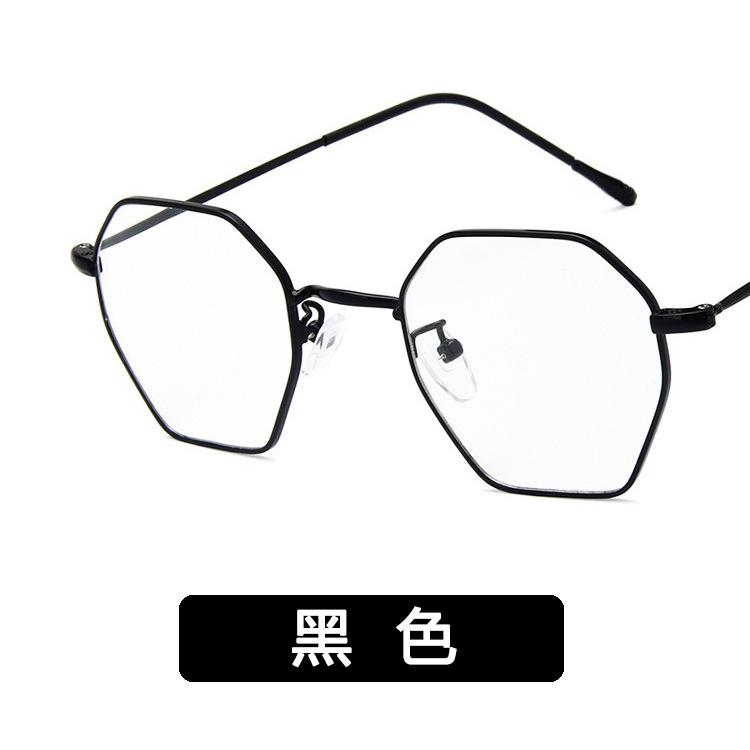 New metal polygonal glasses frame retro literary irregular flat mirror can be matched with myopia