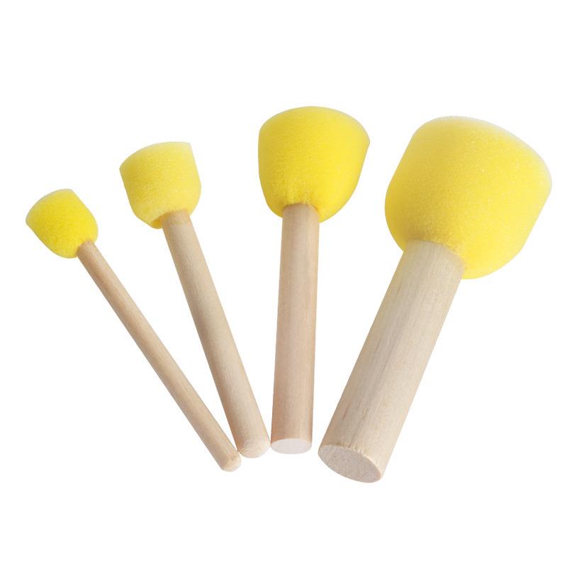 Children's Wooden Handle Mushroom Sponge Paintbrush for Art and Graffiti
