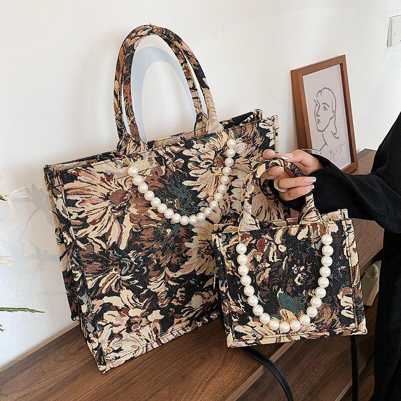 Luxury Flowers Designer Big Tote Handbag For Women 2022 Hit Lady