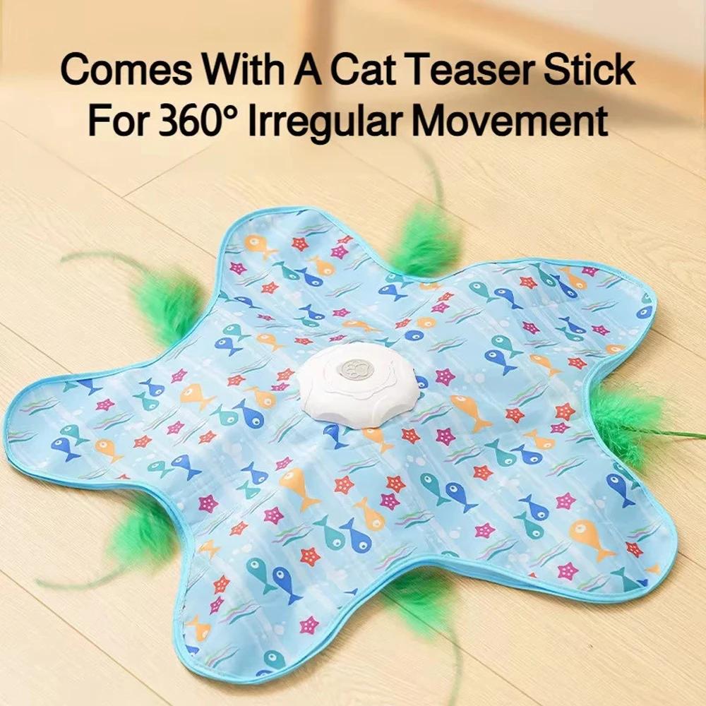 Smart Hide and Seek Cat Toy Electric Thermal Sensing Cat Catch Cover Real Mouse Squeaky Touch Activated Feather Teaser Wand