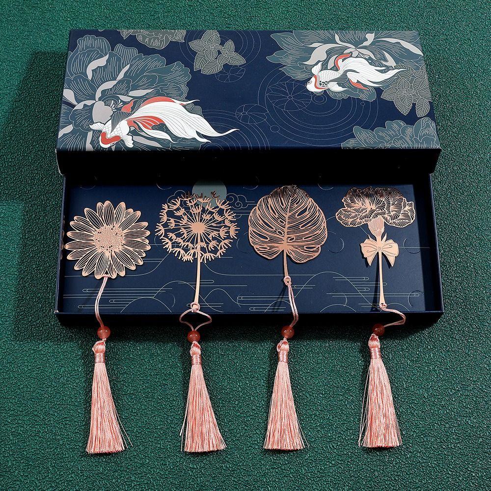 Hollow Tassel Metal Hollow Book Mark Sunflower Pagination Mark Creative Book Clip  School Supplies