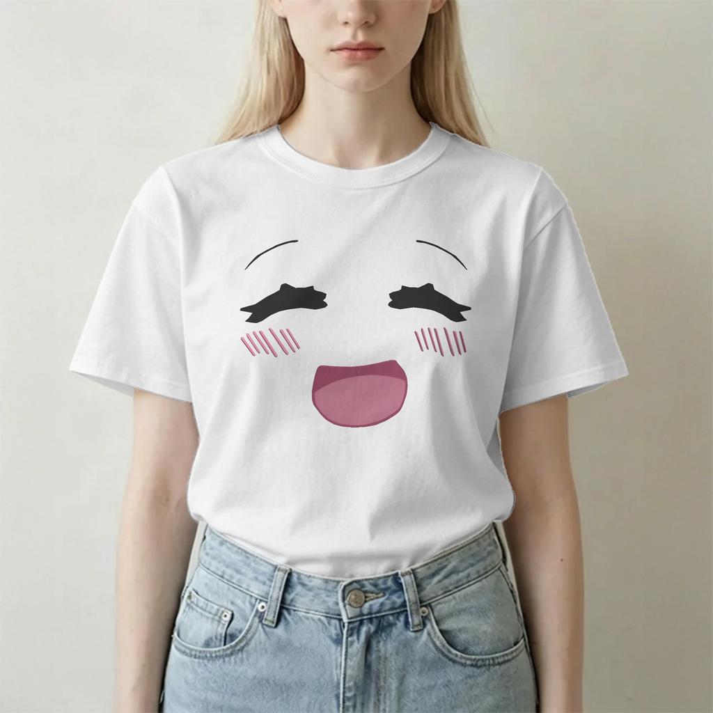 Kawaii Y2k Cute Happy Robot Face Tshirt Unisex Unisex Round Collar Cotton T Shirt Short Sleeve Tee Shirt Graphic Clothes