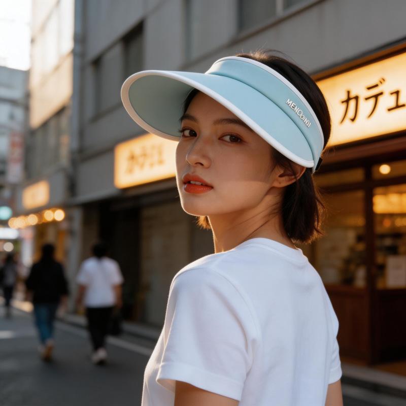 Empty Top Sunscreen Hat Women's Outdoor Can Tie Ponytail Large Brim Quick-drying Duck Tongue Sun Hat Embroidered Letter Sun Hat