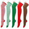 Damen Cartoon Plüsch Elch Schleife Gestreift Überknie Lange Socken Oberschenkelhohe Strümpfe für Weihnachten Cosplay Kostüm Strumpfwaren