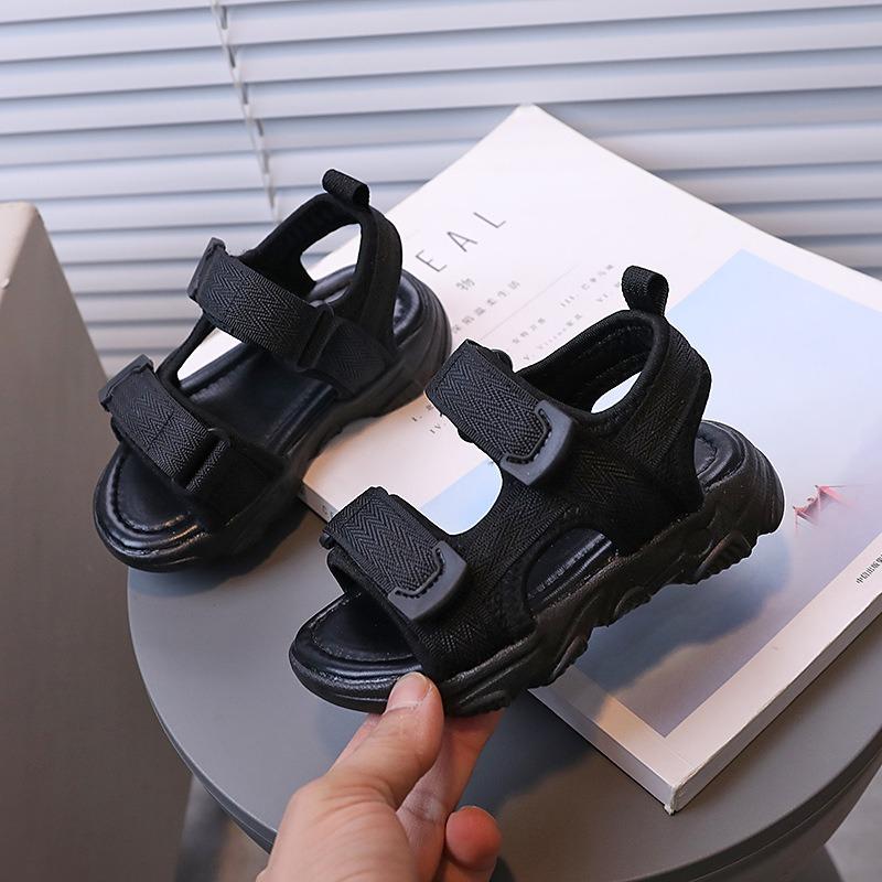 Sandali da Spiaggia da Bambina Open-Toe Nuovi Estivi per Bambini Monocolore Morbidi Casual Scarpe da Passeggio per Bambini Piccoli Stile Coreano