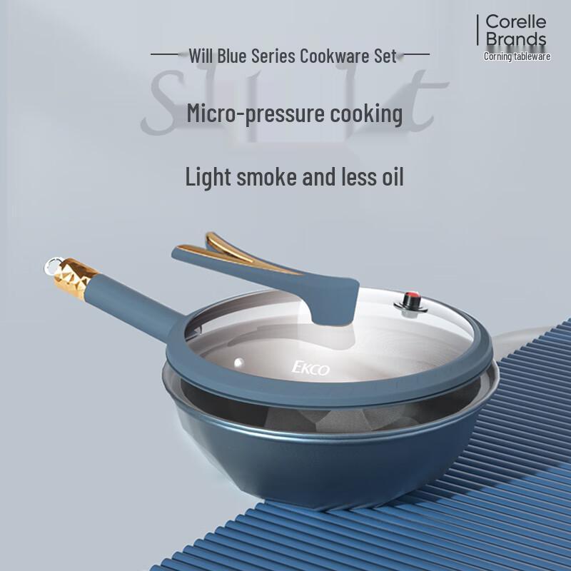 VISIONS Corning EKCO Blue Micro-Pressure Wok