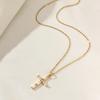 Golden Zirconia Arrow Cross Pendant Necklace, Dainty Jewelry for Women
