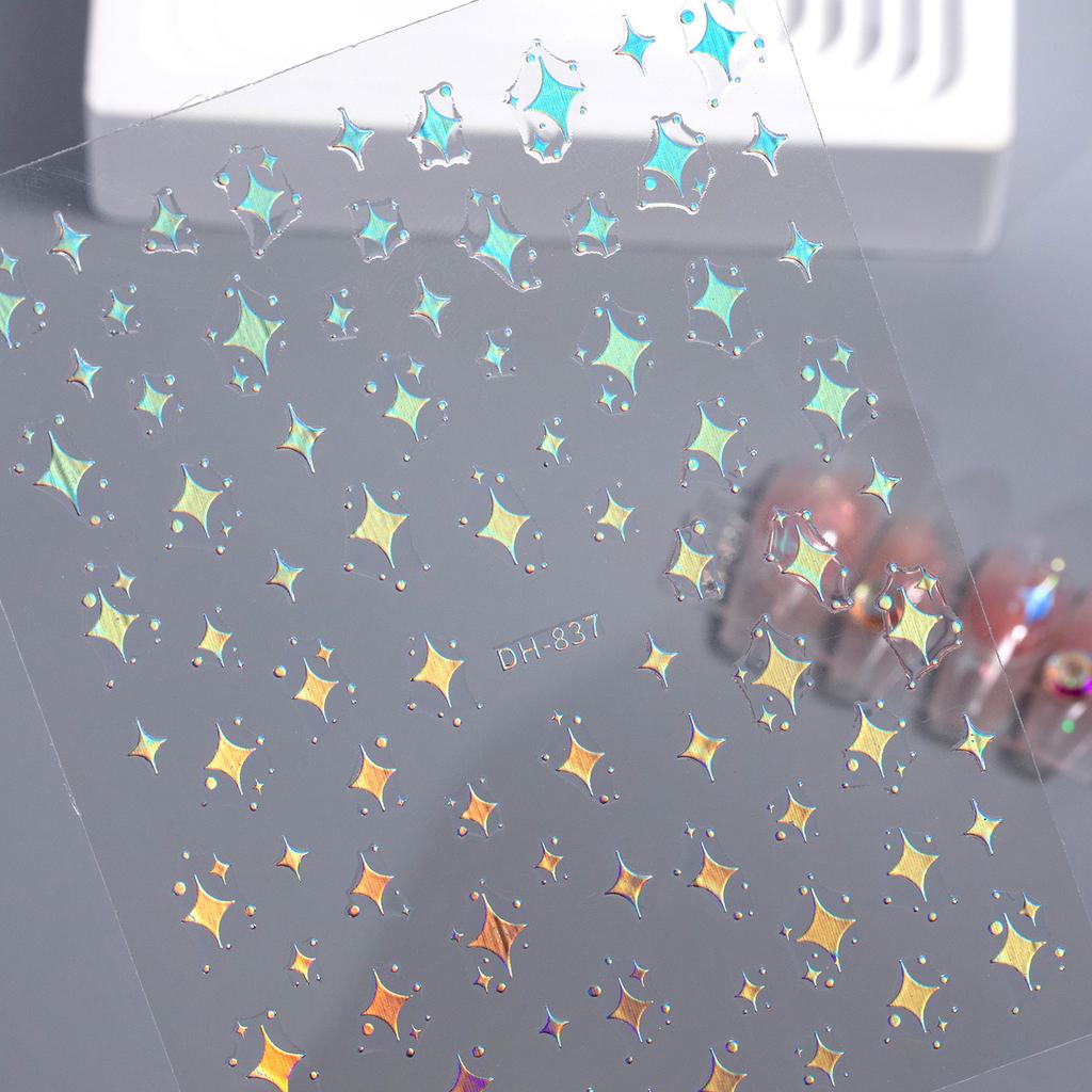 1/3/5Pcs Laser Gold Silver Star Stickers Cute Starburst Nail Art Decoration Stickers for Scrapbooking Journal Stationery