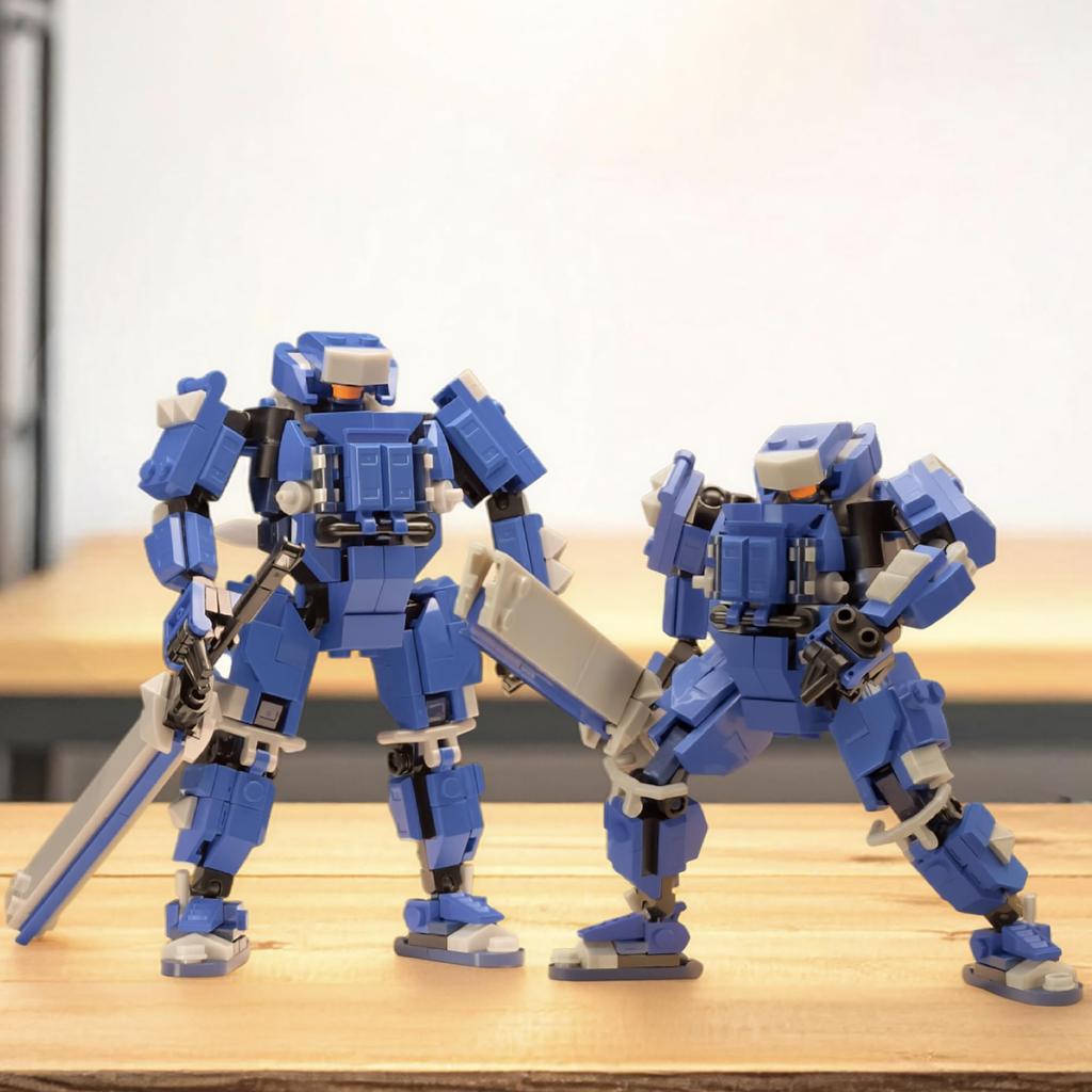 MyBuild Sci-Fi Cage 5027 - Blue Armor Mech with Great Sword Movable Robot Model Ages 14+