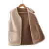 Women Autumn Winter Vest Grained Plush Vest Coat Stylish V Neck Fleece Vest Coat for Women with Double Pockets Cardigan for Wear