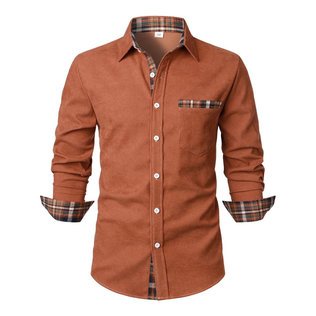 Men's Casual Outdoor Collared Corduroy Long-Sleeve Shirt