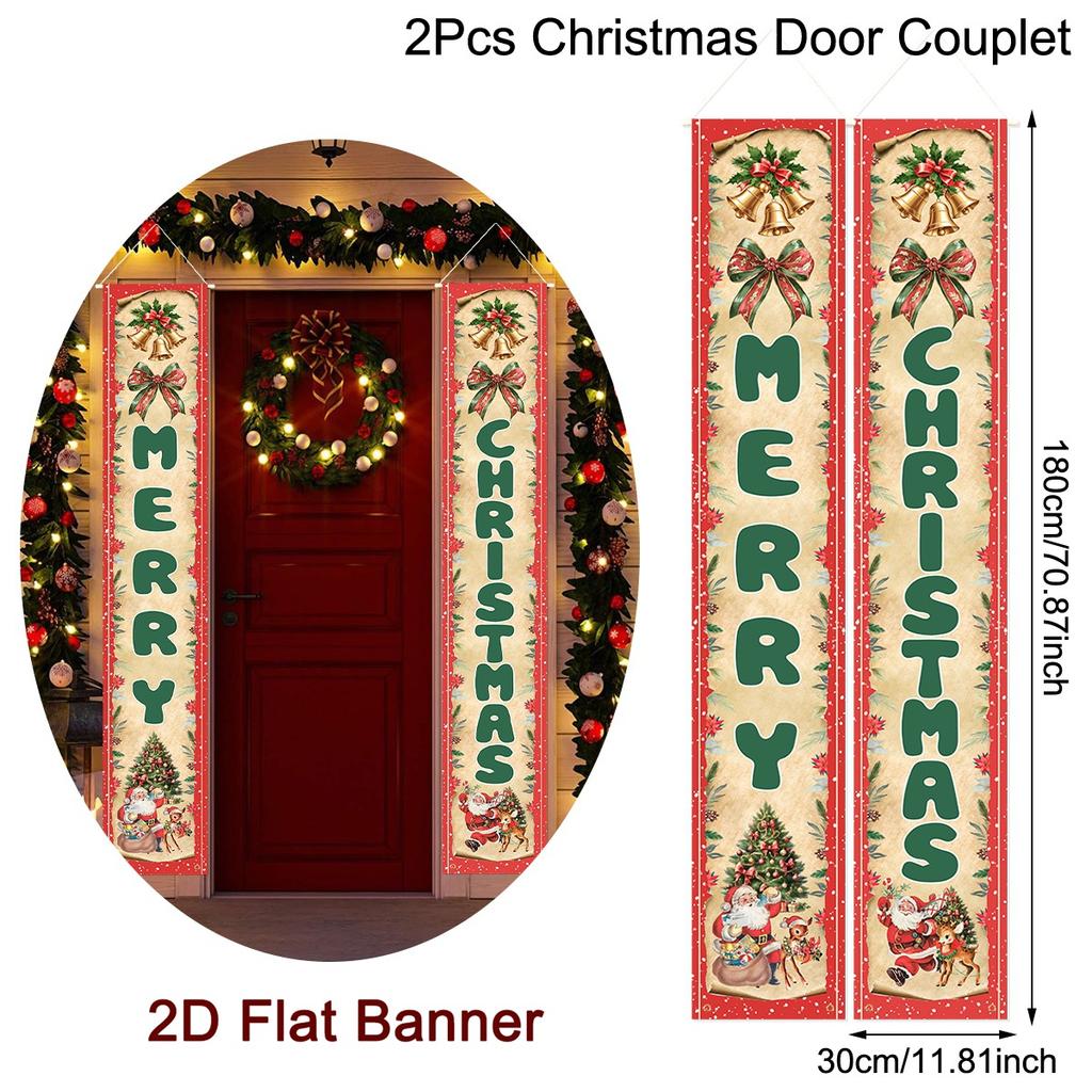 Merry Christmas Door Banner Decoration 2026 Christmas Decor for Home Xmas Hanging Ornaments Navidad Noel Gifts New Year 2026