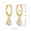 Peishang Jewelry 925 Sterling Silver 14K Gold Plated Minimalist Stone Drop  Huggie Earrings