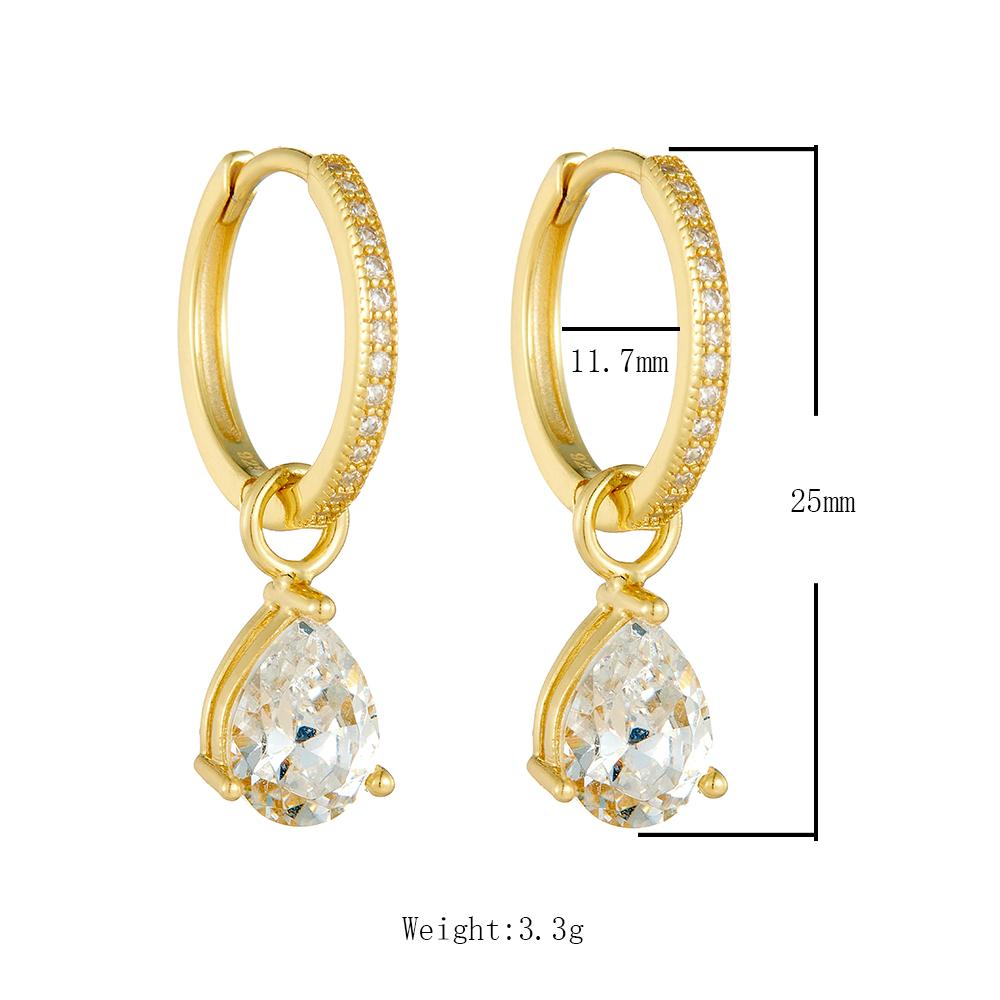 Peishang Jewelry 925 Sterling Silver 14K Gold Plated Minimalist Stone Drop Huggie Earrings