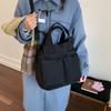 Canvas Bag Women's Large Capacity Lightweight Tote Bag Solid Color Shoulder Crossbody Bag