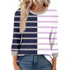 Women's Fashion Casual Seven Sleeve T-Shirt Print Round Neck Top