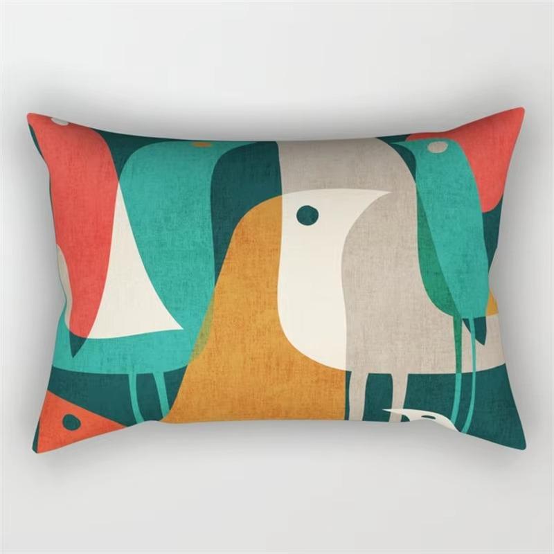 Rainbow Geometric Pattern Plant Print Decorative Pillowcase Bedroom Living Room Office Cushion Home Decor Rectangular Pillowcase